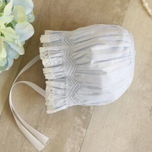 Smocked Baby GIrl's Bonnet Heirloom Lace Feltman Brothers (AVAILABLE TO BUNDLE)